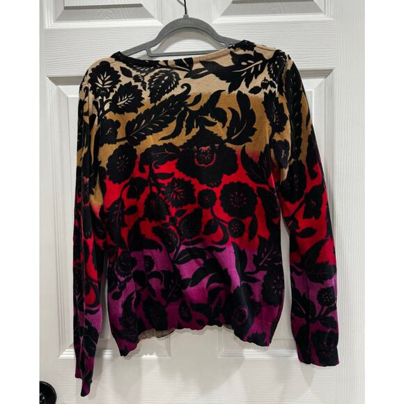 Rafaella Colorful Paisley Button Cardigan Cotton Sweater XL Beautiful! Holiday - Picture 4 of 4